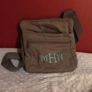 Thirty-One crossbody monogram gray adjustable